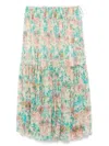 Chloé Pleated Tiered Floral-print Silk-chiffon Maxi Skirt In Beige