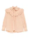 Chloé Sand Brown Oversized Ruffle Top In Neutral