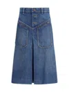 Chloé Knee-length Skirt In Washed Blue Denim Women In Blue