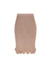 Chloé Fitted Scallop Knit Skirt In Lovely Beige
