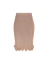 Chloé Fitted Scallop Knit Skirt In Lovely Beige