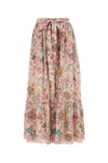 Chloé Belted Floral-print Silk Crepe De Chine Maxi Skirt In Pink
