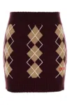 Chloé Bordeaux Diamond-pattern Wool Miniskirt Women In Red