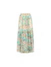 Chloé Pleated Tiered Floral-print Silk-chiffon Maxi Skirt In Seedpearl Beige