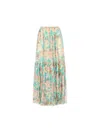 Chloé Pleated Tiered Floral-print Silk-chiffon Maxi Skirt In Seedpearl Beige