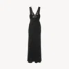 Chloé Sleeveless Column Dress In Silk Jacquard & Lace Black Size 8 100% Cotton In Black