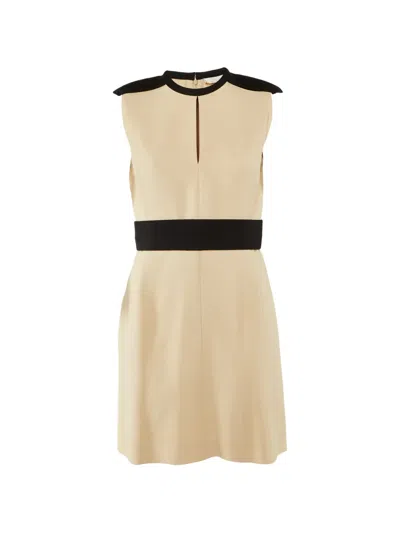 Pre-owned Chloé Sleeveless Contrast-panel Midi Dress In Neutral
