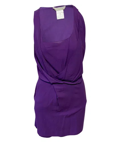 Chloé Chloe Sleeveless Draped Dress In Purple Wool