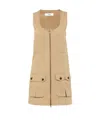 Chloé Satin Cotton Dress With Button And Slit In Nude
