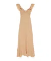 Chloé Long Silk Dress With Flared Skirt And Ruffled Straps In Nude
