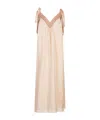 Chloé Long Lace-trim Silk Slip Dress In Pink