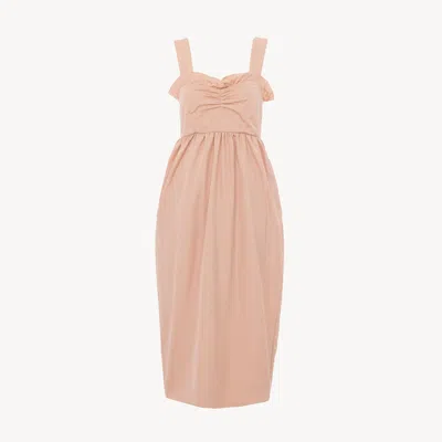 Chloé Sleeveless Fitted Midi Dress In Technical Taffeta In Pink