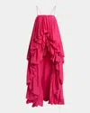 Chloé Sleeveless High-low Balloon Jumpsuit In Divine Red