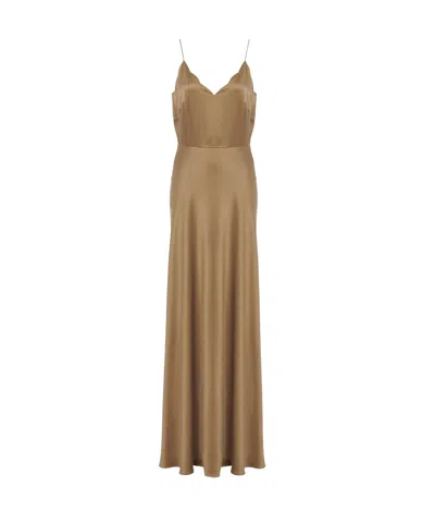 Chloé X Atelier Jolie V-neck Sleeveless Silk Maxi Slip Dress In Gold