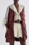 Chloé Oversized Plonge Leather Utility Vest In Faded Mahogany