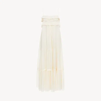 Chloé Sleeveless Long Dress In Silk Charmeuse In White