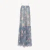 Chloé Chloe Women Long Dress Peonies Print On Organic Silk Mousseline In Blue
