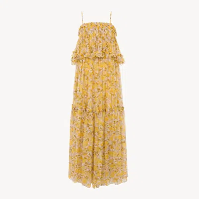 Chloé Sleeveless Long Dress In Silk Mousseline In Multi