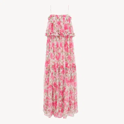 Chloé Sleeveless Long Dress In Silk Mousseline In Multi
