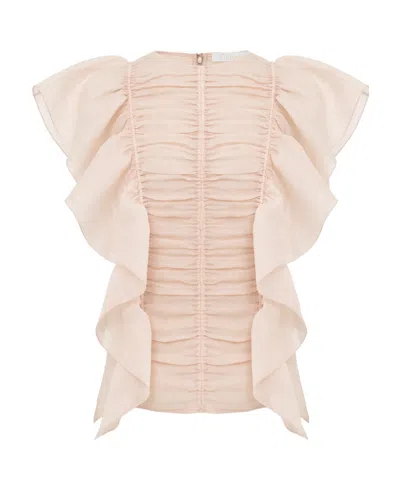 Chloé Sleeveless Lotus Leaf Blouse In Nude