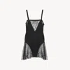 Chloé Lace-trimmed Silk Charmeuse Mini Dress In Black