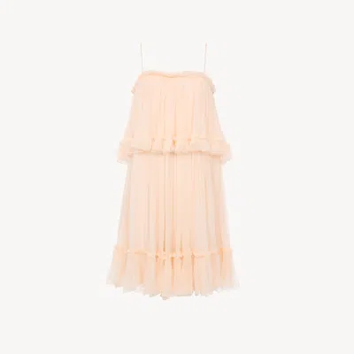 Chloé Sleeveless Mini Dress In Silk Mousseline In Pink