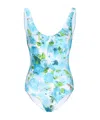 Chloé White And Blue Aqua Flower-print Lycra One-piece Swimsuit In Multi