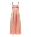 Chloé Sleeveless Shirred Silk Satin Midi Dress