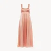 Chloé Sleeveless Ruched Long Dress In Silk Satin In Multi