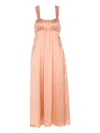 Chloé Sleeveless Shirred Silk Satin Midi Dress In Orange