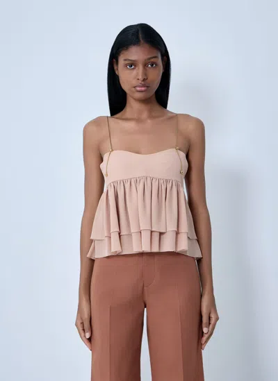 CHLOÉ SLEEVELESS RUFFLE TOP