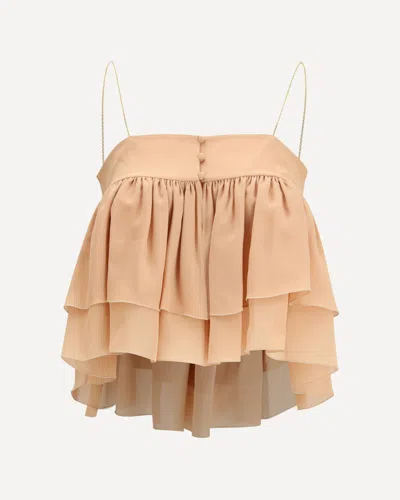 Chloé Sleeveless Ruffled Top In Silk Georgette In Pink