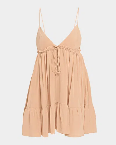 Chloé Sleeveless Silk Crepe Mini Trapeze Dress In Brown