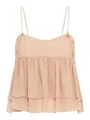 Chloé Tiered Ruffle Organic Silk Georgette Babydoll Top In Multi