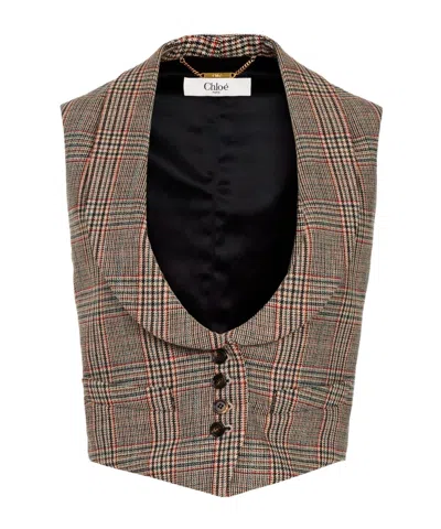 Chloé Sleeveless Wool Vest In Brown