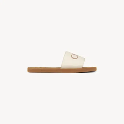 Chloé Slides Beige Size 9c 100% Cotton In Neutral