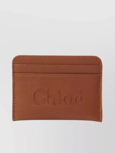 Chloé Slim Leather Card Holder Wallet In Brown