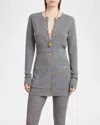Chloé Slim Multi-stitch Wool Belted Cardigan In Urban Grey