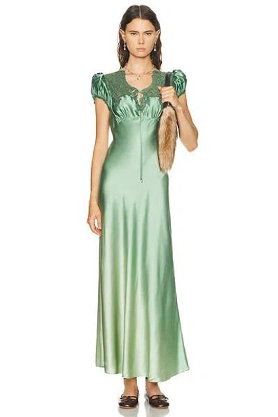 Chloé Lace-trimmed Silk-satin Gown In Green