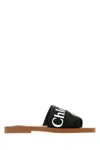 Chloé Woody Black Sabot With Contrasting Logo In Canvas
