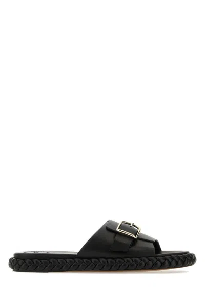 Chloé Chloe Women's Black Pip Braided Leather Sliders