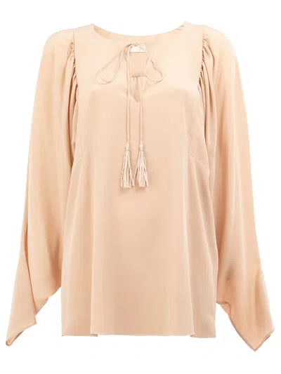 Chloé Slit Front Blouse In Pink
