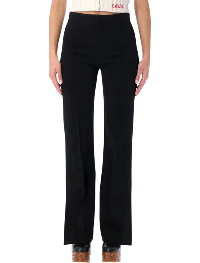 CHLOÉ CHLOÉ BLACK HERRINGBONE COTTON TAILORED TROUSERS