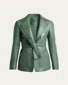 Chloé Slouch Leather Belted Single-breasted Jacket In Green