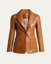 Chloé Slouch Leather Belted Single-breasted Jacket In Brown