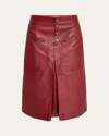 Chloé Knee-length Skirt In Leather Red Size 10 100% Lambskin In Burgundy