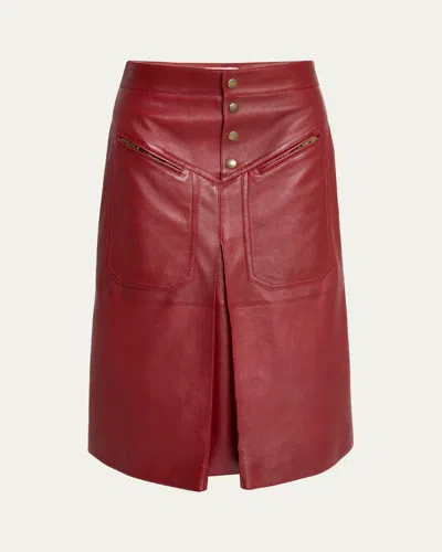 CHLOÉ SLOUCH LEATHER MIDI SKIRT