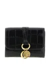 Chloé Small Alphabet Crocodile-effect Leather Wallet In Black