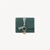 Chloé Small Alphabet Tri-fold In Grained Leather In Green