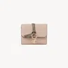 Chloé Small Alphabet Tri-fold In Grained Leather In Pink